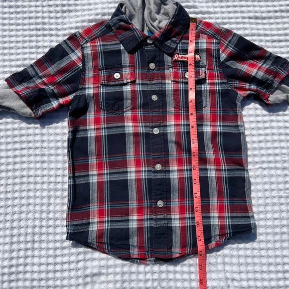 Greendog Flannel Shirt with Gray Hoodie and Long Sleeves - Picture 13 of 14